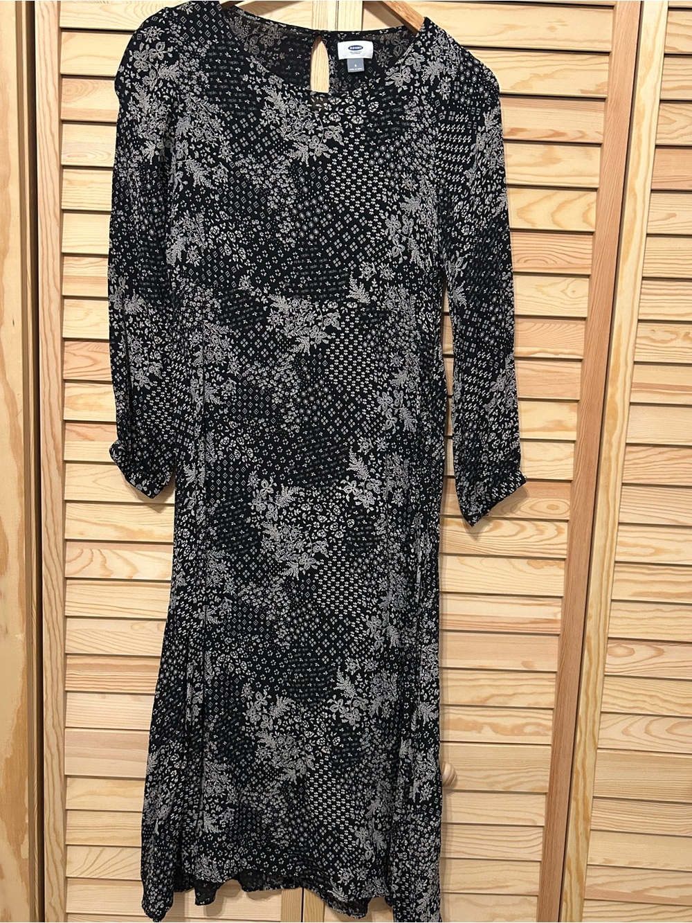 Old Navy Black Dress with White Floral Print